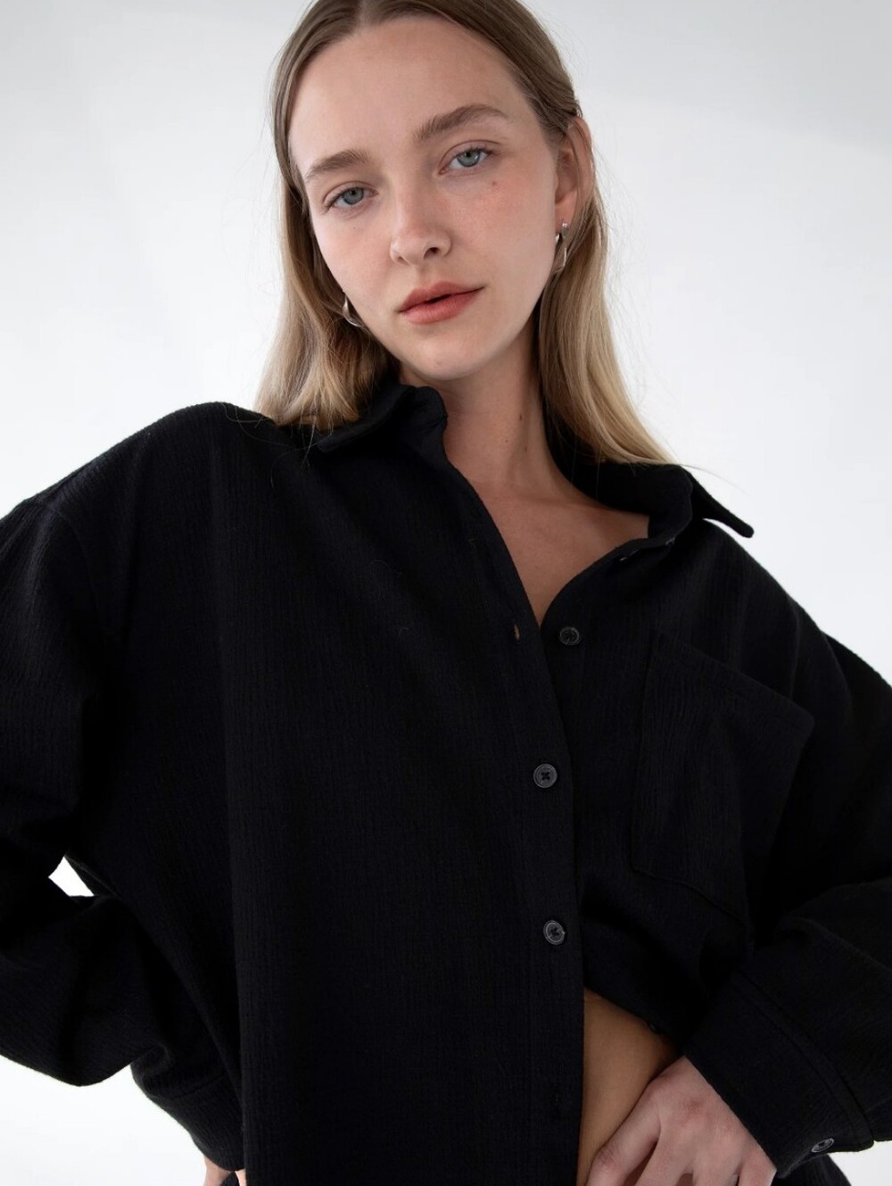 OAK + FORT OVERSIZED KNIT SHIRT